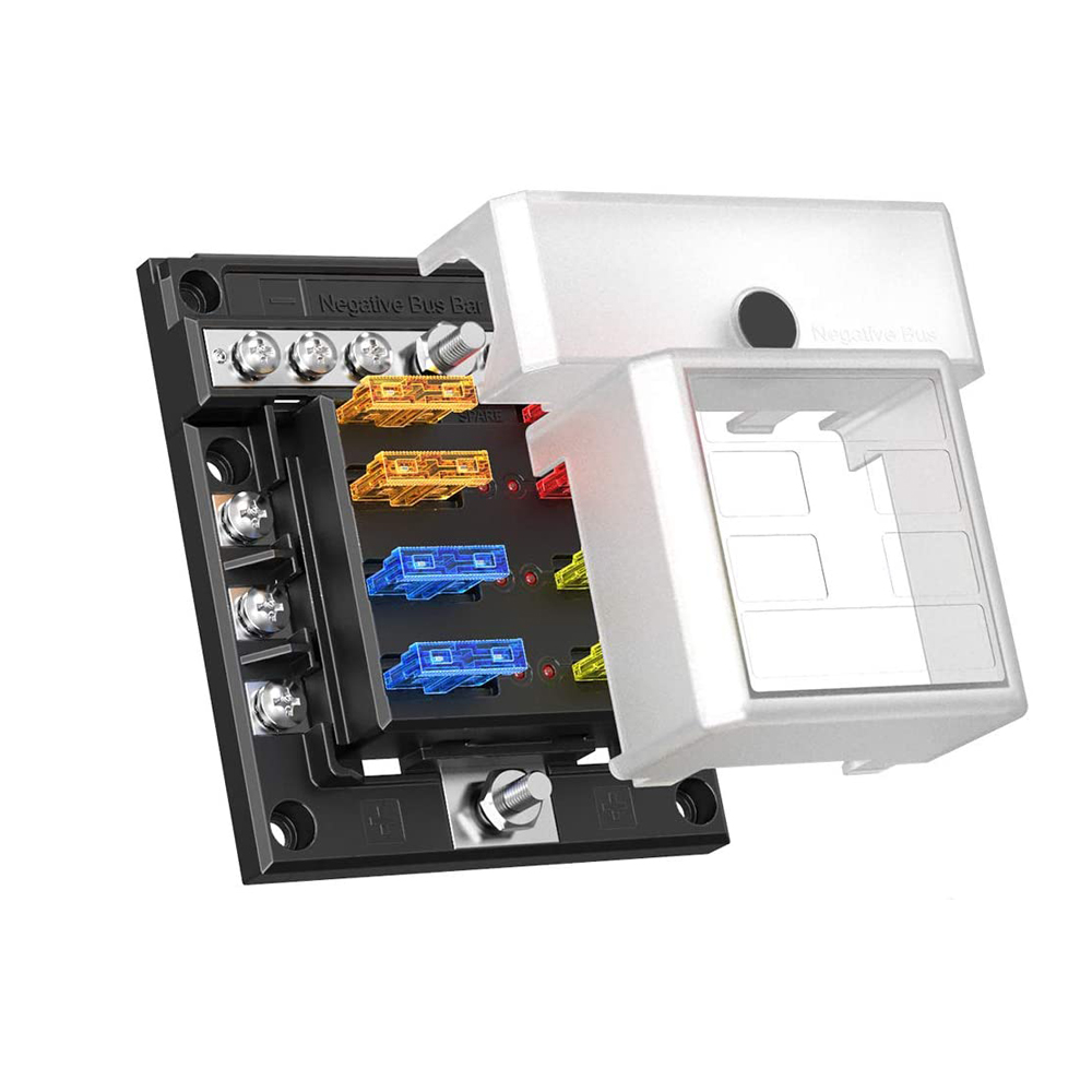 6 way Screw Connect ATC Type Fuse Box with Combine Negative Busbar